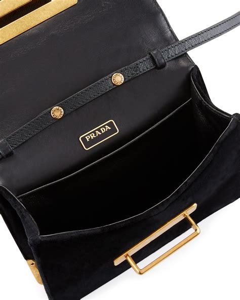 Prada Cahier Astrology Velvet Shoulder Bag, Black (Nero)